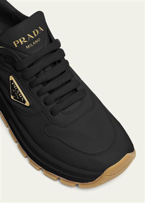 prada leather logo runner sneakers|prada leather sneakers for men.